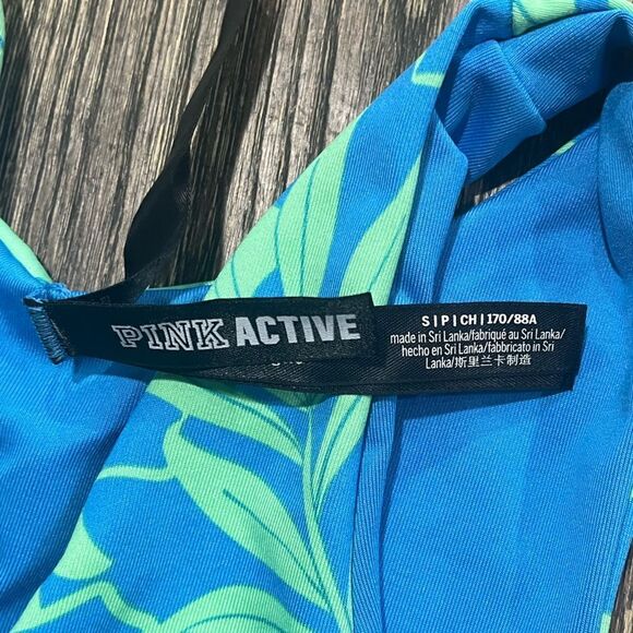 Victoria's Secret Pink Active Swim 4-Way Reversible Top Green Blue Size Small - Picture 2 of 5